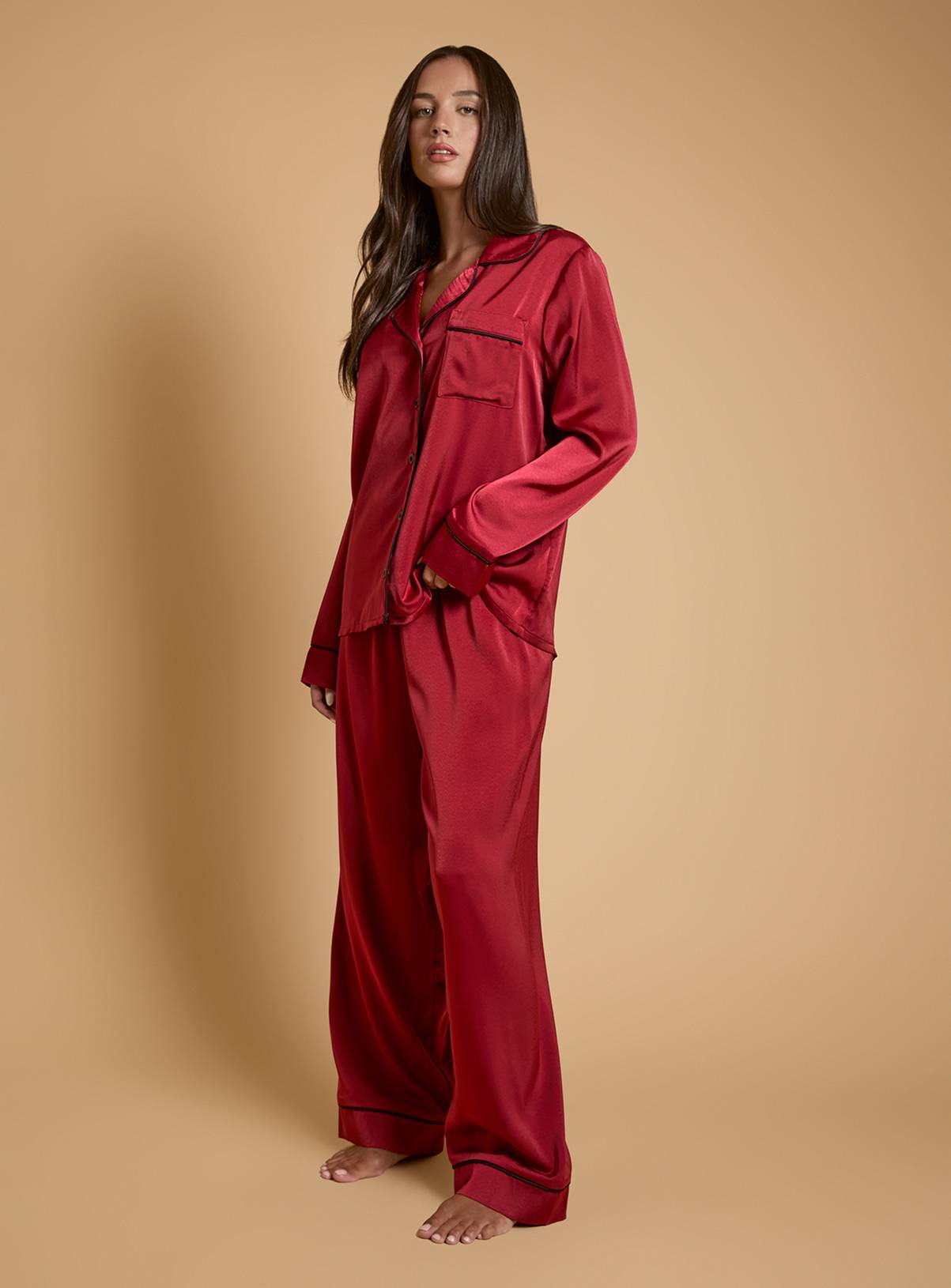 OASIS Satin Contrast Binding Nightwear Set M - Image 2